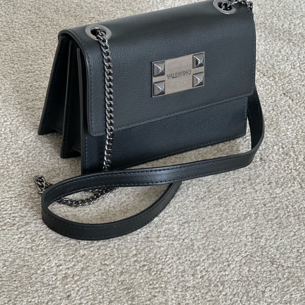 Valentino Black Crossbody Bag with Silver Hardware